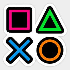 stickers with different shapes and colors on them, including the letter x to be colored