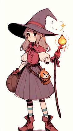 a girl in a witch costume holding a broom and a small cat on her hand