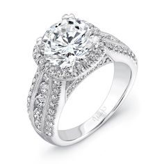 1.30ctw Round Diamond on Cushion Halo Engagement Ring Expensive Diamond Ring, Most Expensive Diamond Ring, Most Expensive Diamond, Round Diamond Cushion Halo, Wide Band Engagement Ring, Cushion Halo Engagement Ring, Expensive Diamond, Engagement Rings Princess, Elegant Engagement Rings