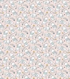 an elephant pattern with stars and snowflakes on the background, in pastel colors