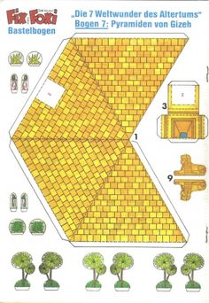 an image of a paper model of a house with trees and other things in it