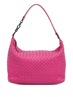 This shoulder bag features woven leather body flat leather strap top zip closure. Pink. Serial Number: B03480500S. Condition: GOOD. This previously owned and used item is in good condition with minimal signs of use. This may include fading of material or plating and scratches. Purchasing this item continues its narrative and reduces the environmental impact by avoiding the use of new resources needed to make the product from scratch, such as water, materials and electricity, and avoiding additional manufacturing impact. Learn more about what makes a product Conscious on our Conscious Criteria page. Shoulder Bag Pink, Demi Fine Jewelry, Strap Tops, Fine Earrings