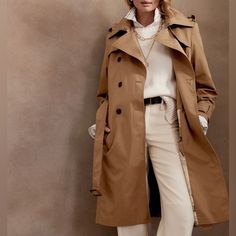 Beautiful Camel Color Banana Republic Trench Coat, Black Blazer Style, Puffy Winter Jacket, Long Black Blazer, Dark Blue Blazer, Build A Capsule Wardrobe, Tan Suede Jacket, Cotton Trench Coat, Vintage Suede Jacket