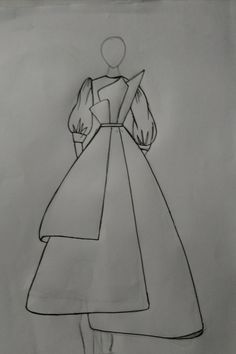 a drawing of a woman in a dress