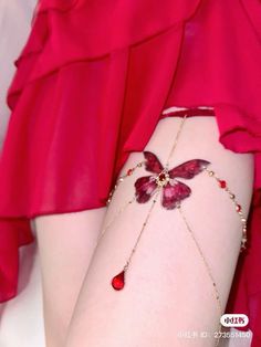 Bohemian Style Body Jewelry For Evening, Red Jewelry For Valentine's Day Festival, Elegant Red Jewelry For Festivals, Thigh Chain Jewelry, Thigh Jewelry, Butterfly Legs, Thigh Chain, Leg Chain, Bar Party