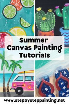 summer canvas painting with text overlay that reads, summer canvas painting tutors