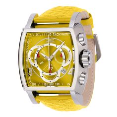 This eye-catching Invicta watch from the S1 Rally collection is powered by an accurate Quartz movement, with a steel case. Its face is decorated by a , metal dial, and protected by a sturdy Mineral Crystal. A yellow, leather band completes this timepiece that can resist water for up to 100 m. To cruise in the fast lane means to live in a world where a moment in time can determine ultimate glory. The Invicta S1 is a qualified champion complete with an automatic drive and style all its own. The de Yellow Watches, Mens Jewerly, Best Watches For Men, Invicta Watches, Moment In Time, A Moment In Time, Unisex Watches, Time Machine, Perry Ellis