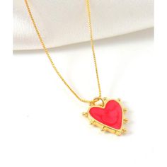 Heart Pendant Necklace On A Gold Adjustable Chain, New Color: Red Measurements: 17.5 Inches In Length Trendy Red Necklace With Heart Charm, Trendy Red Heart Pendant Necklace, Pink Chain Necklace For Valentine's Day Gift, Trendy Red Heart Necklace For Valentine's Day, Red Heart Pendant Necklace For Party, Valentine's Day Red Charm Necklace, Red Heart Pendant Necklace With Clavicle Chain, Trendy Red Charm Necklace With Clavicle Chain, Red Dainty Charm Necklace With Heart Charm