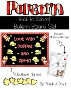 back to school bulletin board set with popcorn theme