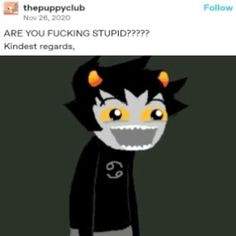 an image of a cartoon character with yellow eyes and fangs on it's face