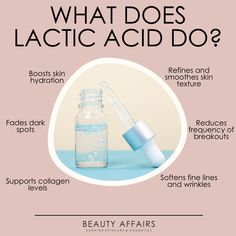 Lactic Acid Skincare, Lactic Acid Benefits, Beauty Affairs, Esthetician Life, Skincare Facts, Salon Life, Skin Needling, About Skincare, Skin Facts