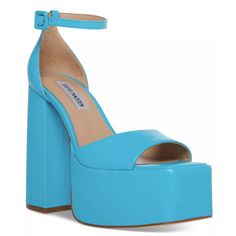 Steve Madden Kassiani Ankle-Strap Platform Dress Sandals Size: 7 Color: Blue Condition: New Without Box / Never Worn Take Your Dressy Favorites Through The Roof On The Sensational Platform Heels And Strappy Silhouette Of Steve Madden's Kassiani Sandals. 5" Block Heel; 2" Platform Round-Toe Ankle-Strap Platform Sandals With Adjustable Buckle Closure Leather Upper; Manmade Lining; Manmade Sole Tags: Cute Sexy Comfort Comfortable Comfy Dopamine Dressing Girly Dreamy Feminine Bratz Mod Gogo Go-Go Go Blue Ankle Strap Heels With Buckle Closure, Evening Blue Sandals With Buckle Closure, Blue Evening Sandals With Buckle Closure, Light Blue Platform Sandals With Ankle Strap, Light Blue Ankle Strap Sandals With Platform, Spring Blue Heels With Buckle Closure, Bold Evening Sandals For Spring, Chic Blue Sandals With Stacked Heel, Bold Ankle Strap Sandals For Spring