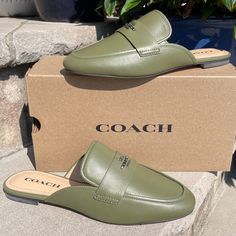 Brand New In Box. Perfect Seasonal Transition Slip On Shoe. Obsessed With This Color. Military Green Leather Upper Man-Made Leather Lining And Footbed Rubber Outsole Msrp 168.00 Paul Green Shoes Woman, Women's Slip On Shoes, Slip On Shoe, Leather Slides, Coach Shoes, Green Leather, Military Green, Mule Clogs, Mules Shoes