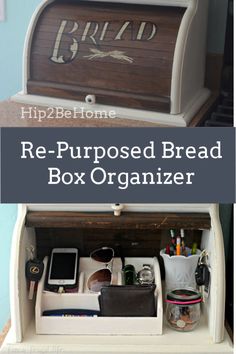 an open box with the words rep - purposed bread and other items in it