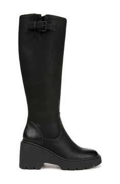 ContourFIT technology ensures all-day comfort in this sleek knee-high boot set on a durable lug sole for enhanced traction and flexibility. 3" heel 12" shaft; 20" calf circumference Synthetic upper/textile lining/synthetic sole Imported Knee-high Platform Boots With Lug Sole For Work, Medium Width Synthetic Knee-high Boots For Work, Winter Black Knee-high Boots With Lug Sole, Knee-high Boots With Lug Sole, Knee-high Synthetic Boots With Lug Sole, Medium Width Knee-high Boots With Lug Sole, Luxury Black Knee-high Boots With Lug Sole, Black Knee-high Moto Boots With Zipper Closure, Lug Sole