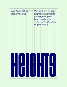 the words heights are written in blue on a green background