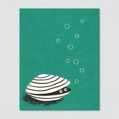 a card with an image of a sea turtle and bubbles