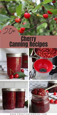 cherry canning recipe with text overlay