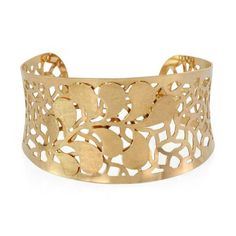 "This is a gorgeous cuff bracelet, it is crafted from 18k yellow gold with a polished and satin finish. The band is wide at the front and tapers off to a smaller width with a round shape on both end and it has a semi contour shape which allows a more comfortable fit. A small chain with clasp is attached for added security. The entire bracelet has large open filigree design in polished finish and the front has an extra layer of a floral stem with 10 petals in satin finish. The bracelet has the 75 Perfect Figure, Gold Cocktail Ring, Gold Cocktail, Mesh Bracelet, Filigree Design, Gold Snake, Gold Filigree, Vintage Diamond, Round Shape