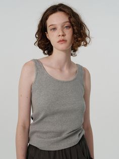 Composition : COTTON 100%Country of Origin : Republic of Korea Cami Tanks, Composition, Top Outfits, Tank Tops, The Originals, Clothes For Women, Grey, Clothes