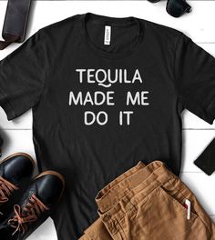 This "Tequila Made Me Do It" design is the perfect funny shirt for anyone that loves Tequila and fun! All shirts are unisex (Male & Female) and any tee with rolled sleeves is done just for the picture. Tequila Made Me Do It, Cinco De Drinko, Ugly Christmas Sweater Couples, Christmas Sweater Party, Ugly Christmas Sweater Party, Rolled Sleeves, Perfect Couple, Funny Shirt, Matching Couples