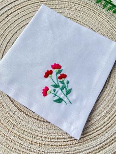 If you need a personalized design, please do not hesitate to message us. Thank you!📍 About the floral embroidered handkerchiefsHandkerchiefs are made from linen of natural origin, so they are safe, environmentally friendly, soft and absorbent.Size: 30x30 cm.They are embroidered with birth month flowers.Personalized with your messages, your name or any quotes you like.January ~ Carnation & Snowdrop, February ~ Violet & Primrose, March ~ Daffodil & Jonquil, April ~ Daisy & Sweet Pea, May ~ Lily o Flower-shaped Embroidered Handkerchiefs For Gifts, Embroidered Flower Handkerchiefs As Gift, Embroidered Flower Handkerchiefs For Gifts, Flower Shaped Embroidered Handkerchiefs For Gift, White Embroidered Flower-shaped Handkerchiefs, White Floral Embroidery Handkerchiefs For Gift, White Embroidered Flower Shaped Handkerchiefs, Embroidered Cotton Handkerchiefs As Gifts, White Floral Embroidered Handkerchiefs For Gifts