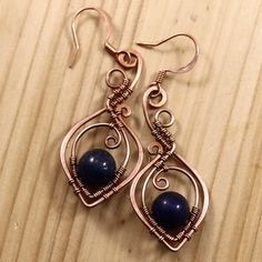 Vintage Wire Wrapped Copper Earrings, Vintage Copper Wire Wrapped Earrings, Bronze Wire Wrapped Copper Earrings, Wire Jewelry Earrings, Twist Pattern, Williamsburg Va, Wrapped Earrings, Earrings Wire, Wire Wrapped Earrings