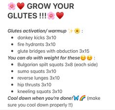 the instructions for how to grow your glutes