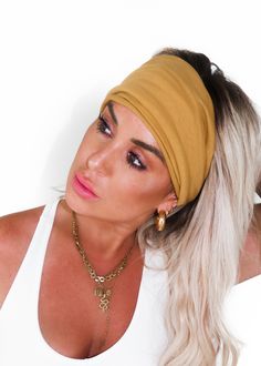 pebby forevee Headband Mustard NO-SLIP SUPER STAY WIDE TWIST HEADBAND Chelsea Houska, Extra Wide Headband, Teen Mom 2, Twist Style, Wide Headband, Twist Headband, For A Reason, Wide Bands