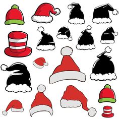 a collection of christmas hats and caps