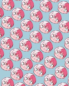 many pink donuts with different eyes are shown on a blue background, as well as the