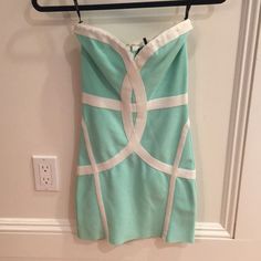 Form Fitting, Tiffany Blue And White Colored, Worn Once Tiffany Blue, Bandage Dress, Colorful Dresses, Blue White, Checks, Blue And White, Blue Color, Turquoise, Mini Dress