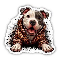 Eye Patch Pitbull with Leopard Jacket Procreate Ipad Tutorials, Leopard Jacket, Ipad Tutorials, Store Credit Cards, Digital Artwork