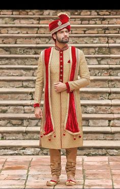 Golden Sherwani, Designer Sherwani For Men, Indian Wedding Sherwani, Men Sherwani, Blue Sherwani, Velvet Dupatta, Sherwani For Men Wedding, Mens Wedding Suits, Embroidered Sherwani