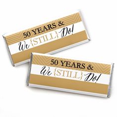 two chocolate bars with the words 50 years and we still do on them