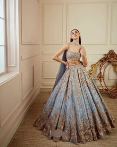 Orang India, Latest Bridal Lehenga, Sabyasachi Lehenga, Wedding Lehenga Designs, Indian Bride Outfits, Gaun Fashion, Blue Lehenga, Indian Dresses Traditional, Traditional Indian Outfits