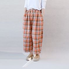 "Women Seersucker Checkered Pants, Oversized Pants Linen Pants Travel Pants, Plaid Pants Casual Pants Harem Pants Wide Leg Pants. Beautiful women's casual linen pants in plaid colors. Offered in Casual Pants category. Welcome to Lovecutething. You will love it here. Also this is a shop full of love and we love custom requests. If you have any questions feel free to contact us to discuss. Cheers! SIZE LIST: Lenght:86CM/33.8\" Waist:58-98CM/22.8-38.5\" Shipping Policies: All orders will take the fastest express delivery no extra shipping. Usually 10-15 days to arrive US. To Europe usually 8-12 days. Other countries usually 10-15 days. Safe and quick. Return Policy Kindly cntact us for returning address. You can return the item to my address. When we receive the item may refund for the price Casual Linen Pants, Oversized Pants, Checkered Pants, Pants Linen, Travel Pants, Pantalon Large, Pants Casual, Pants Wide Leg, Plaid Pants