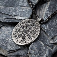 Aged Vegvisir and Helm of Awe Necklace-Viking Necklace-Norse Spirit The Helm Of Awe, Helm Of Awe, Vikings Gifts, Find Your Way, Stainless Steel Necklace, Steel Chain, Stainless Steel Chain, Dog Tag Necklace, Zinc Alloy