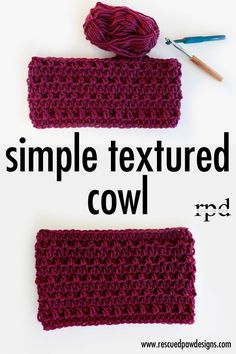 two crocheted headbands with the text, simple textured cowl