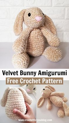 a crocheted bunny amigurmi sitting on top of a table