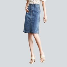 Add a touch of aged glamour to your wardrobe with our 2023 Spring-Summer Collection Knee-Length Casual Denim Skirt! Crafted with premium quality denim and featuring a distinctive distressed pattern. this midi skirt is designed to flatter your figure and ensure you stand out from the crowd.Why You'll Love It: High-Rise Design: A chic tall-waistline ensures you look on-vibe and feel relaxed all day. Versatile Style: Perfect for parties. festivals. or just casual days out. this skirt is the ultimat Denim Skirts Online, Casual Denim Skirt, Womens Denim Skirts, Street Clothing, Denim Chic, Denim Patterns, Street Outfit, Chic Vintage, Formal Attire