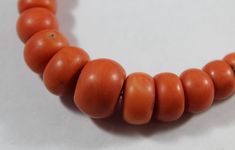 -Antique Tibet Chinese Sliver Natural Orange Coral Necklace -Total length: 20.25 in -Biggest bead size: 15 mm x 10.5 mm -Smallest bead size: 4.5 mm x 6.4 mm -Total weight: 66.6 g -Marked sliver -The beads are barrel shape Classic Round Beads For Formal Occasions, Formal Round Beaded Necklace With Spacer Beads, Classic Round Polished Beads, Traditional Rondelle Single Strand Beads, Classic Round Large Beads, Classic Large Round Beads, Antique Orange Jewelry With Round Beads, Antique Orange Beaded Jewelry, Traditional Single Strand Rondelle Beads