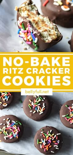 no - bake ritz cracker cookies with chocolate and sprinkles