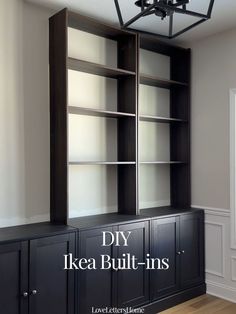 DIY Ikea Built-Ins Hack Built In Cabinets Living Room, Ikea Hack Bookcase, Ikea Bookshelf Hack, Billy Ikea, Ikea Built In, Billy Bookcases, Ikea Billy Bookcase Hack, Ikea Bookcase, Office Built Ins