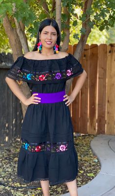 Hand embroidered dress This dress is one size and fits a M-XL Black Short Sleeve Dress For Fiesta, Black Dresses For Spring Fiesta, Black Spring Fiesta Dress, Casual Embroidered Dresses For Fiesta, Black Dress With Floral Embroidery For Fiesta, Traditional Embroidered Cotton Dress For Cinco De Mayo, Traditional Embroidered Cotton Dress For Fiesta, Traditional Embroidered Fiesta Dresses, Traditional Embroidered Cinco De Mayo Dresses