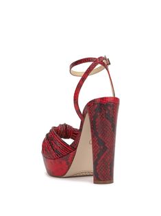 Product Description Knotted Platform Sandal Product Details Heel Height: 4.9" Platform Height: 1" Faux Leather Imported Slippers With Heels, Snake Heels, Red Snake, Platform Sandals, Snake Skin, Liquor, Heel Height, Slippers, Faux Leather