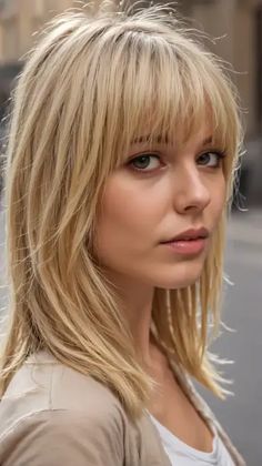 23 Discover the Best Blonde Hair with Bangs: Styles, Tips & Trends for a Chic Look Blonde With Bangs Short, Choppy Haircut With Bangs, Long Choppy Bob With Bangs, Long Blonde Hair With Bangs, Best Blonde Hair, Bangs Styles, Shoulder Length Blonde