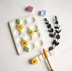 Buy Sunflower Ceramic Palette With Brushrest Botanical Paint Palette Brushrest ,ceramic Color Palette, Artist Gift, Painting Supplies Online in India - Etsy