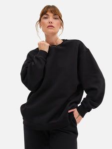 Light Pink Jeans, Long Black Sweater, Oversized Black Sweater, Black Crewneck, Comfy Sweaters, Cotton Pullover, Crop Sweatshirt, Oversized Sweatshirt, Sweater Black