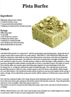 a recipe for pistaa burfee with instructions